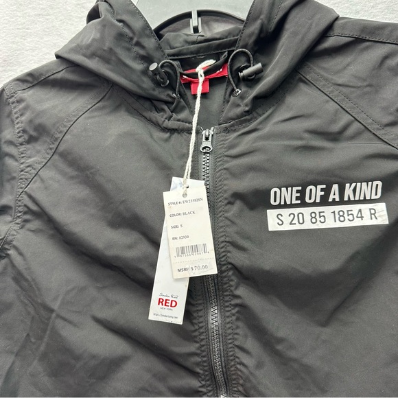 SMOKE RISE NY Cropped Black Windbreaker Full Zip Jacket SIZE SMALL NEW - Picture 4 of 11